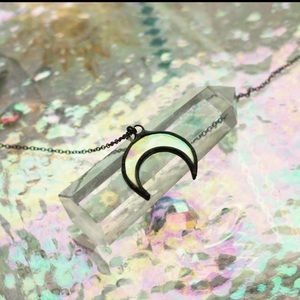 Boho Witchy Stained Glass Crescent Moon Necklace